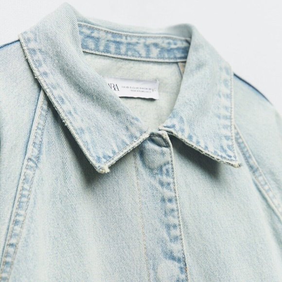 Zara Blue Denim Trench Coat - Picture 11 of 16